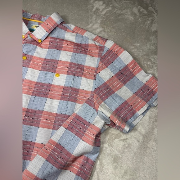 Tommy Bahama Men’s Silk Cotton Blend Plaid Button Down Textured Red Shirt XXL - Picture 5 of 16